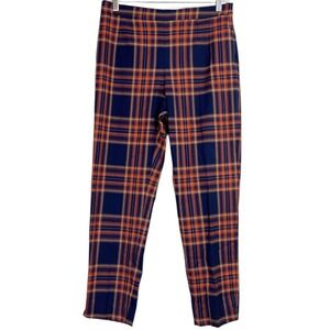 Riley & Rae Plaid Ankle Pants Women's Size 4 Orange Blue Modern Vintage Preppy‎